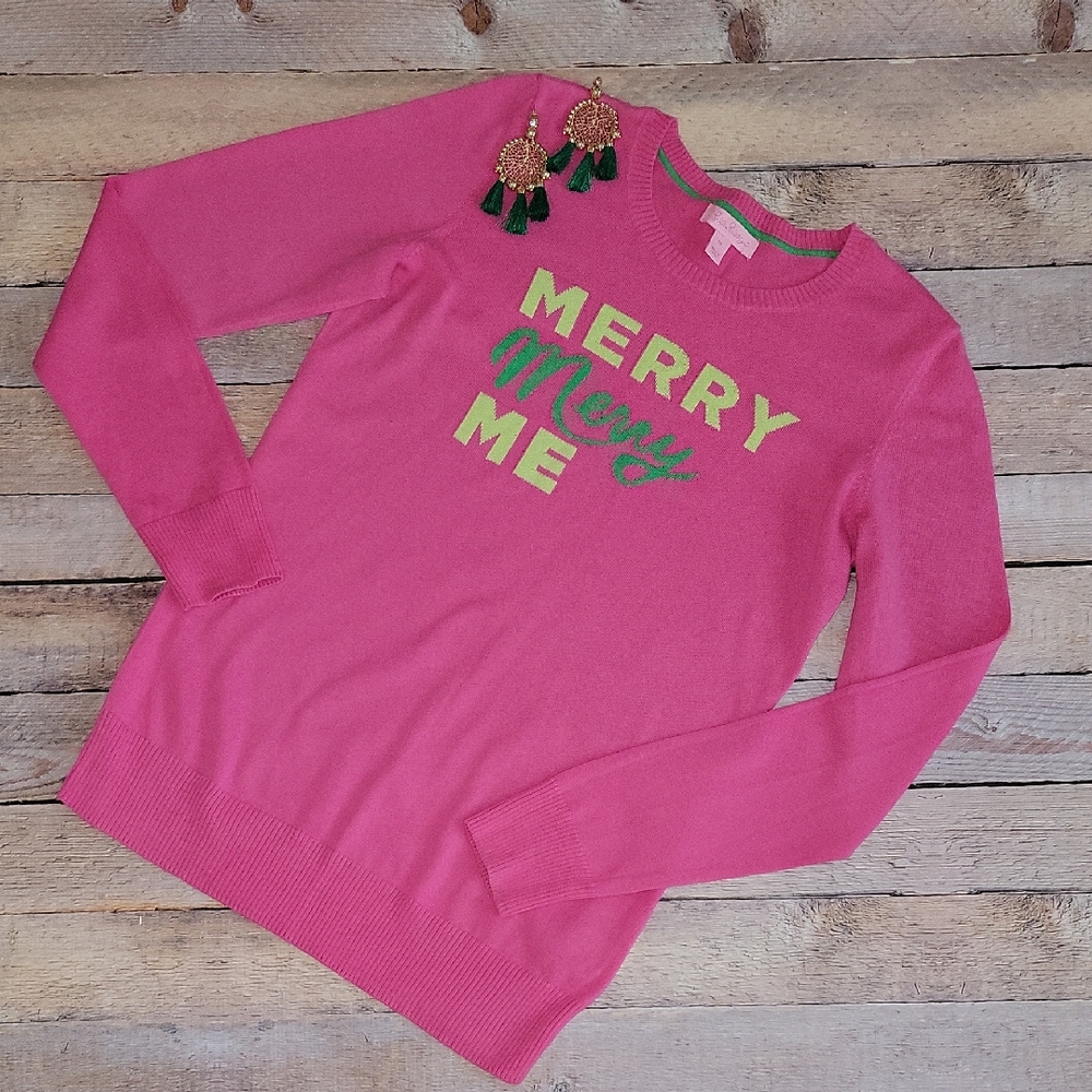 Lilly Pulitzer Pink and Green Crew Neck Sweater